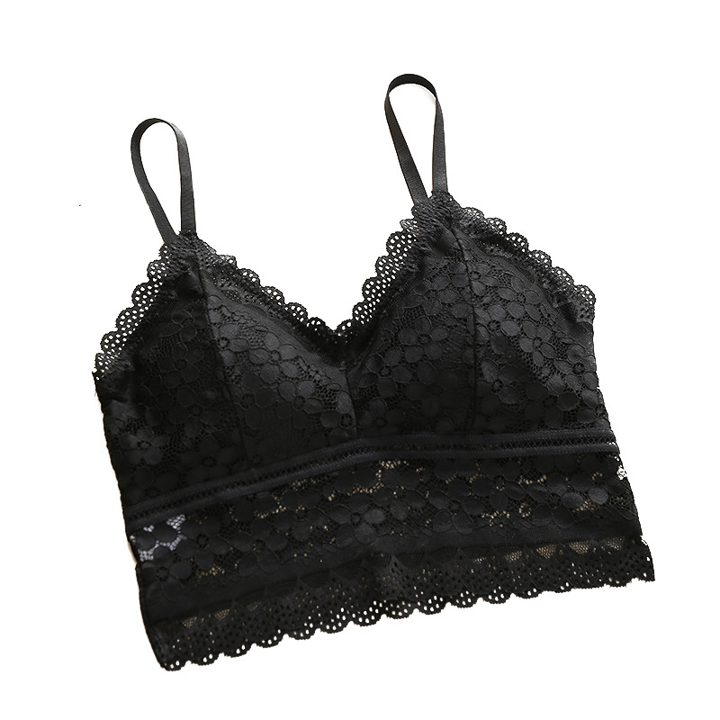Encaje ropa interior de las mujeres espalda base envuelto pecho francés sexy push-up hueco-fuera de la correa interior chaleco tubo superior de las mujeres