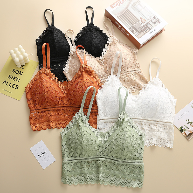 Encaje ropa interior de las mujeres espalda base envuelto pecho francés sexy push-up hueco-fuera de la correa interior chaleco tubo superior de las mujeres