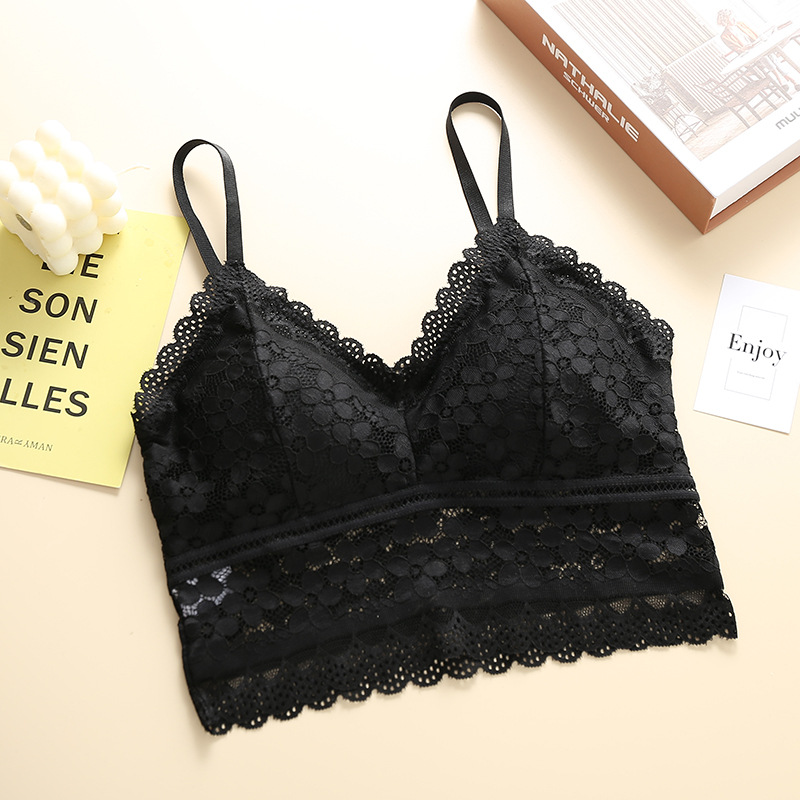 Encaje ropa interior de las mujeres espalda base envuelto pecho francés sexy push-up hueco-fuera de la correa interior chaleco tubo superior de las mujeres