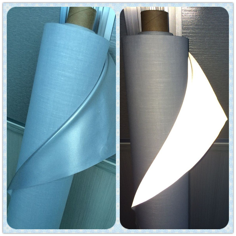 现货供应耐水洗银白色反光TC布 服装装饰用耐刮亮银500光反光TC布