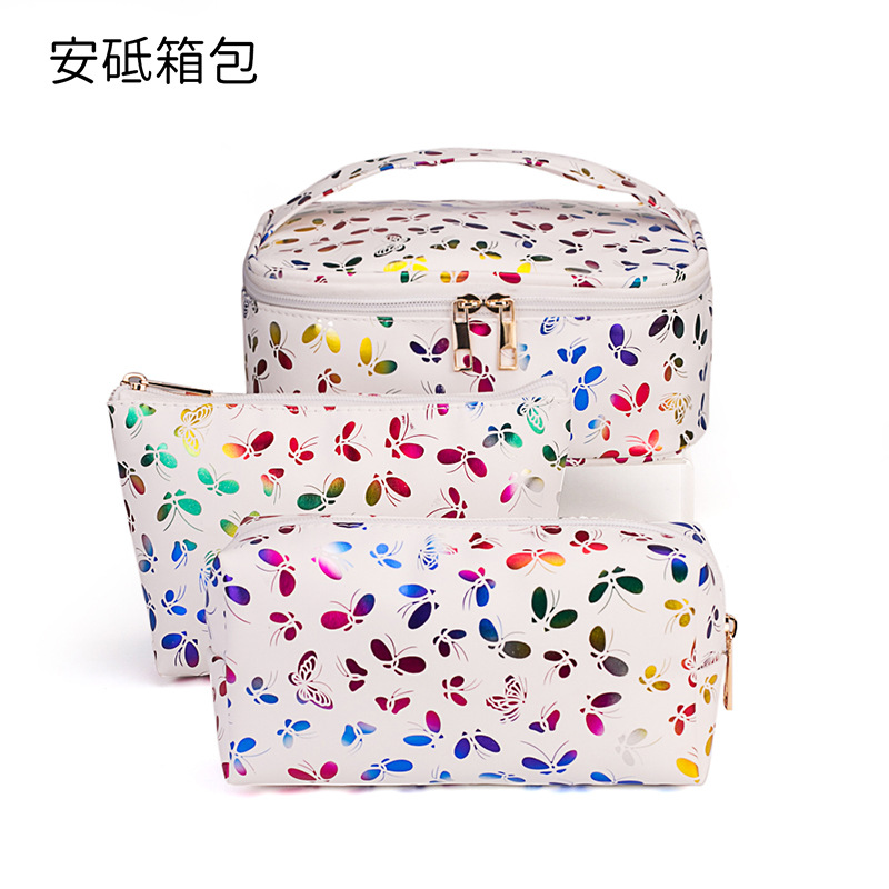 Nuevo en stock de mármol de tres piezas bolsa de cosméticos PU bolsa de lavado a prueba de agua bolsa de almacenamiento de viaje portátil de gran capacidad