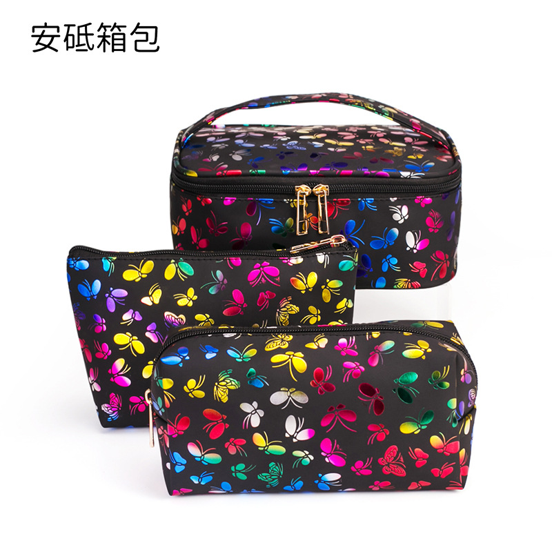 Nuevo en stock de mármol de tres piezas bolsa de cosméticos PU bolsa de lavado a prueba de agua bolsa de almacenamiento de viaje portátil de gran capacidad