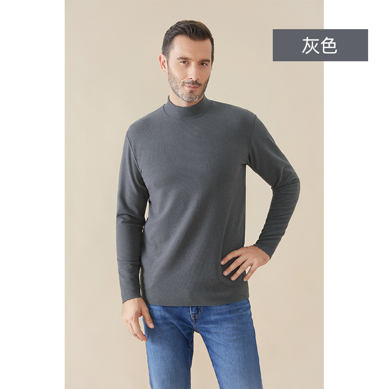 秋冬の新型の徳絨毛のヒアルロン酸の半高襟の底のシャツの男の発熱と保温の外は身を修める高襟の長袖のtシャツを着ます。