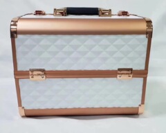 廠家批發雙開兩層彩鋁化妝箱美甲紋繡工具箱化妝品收納箱