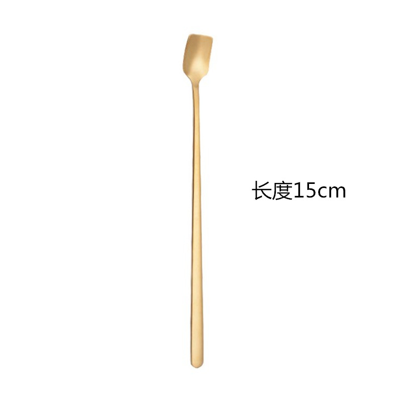 황금 작은 사각형 숟가락 15cm