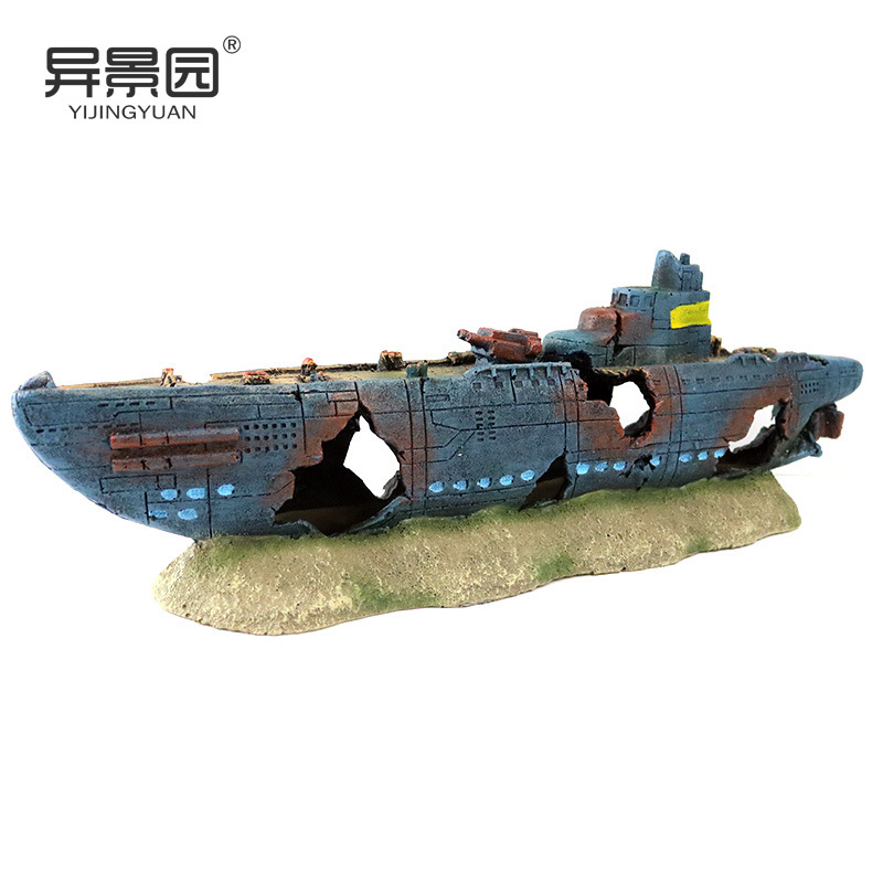 Decoración de acuario transfronteriza, portaaviones, paisajismo de peceras, nave de guerra, restos de naufragio, decoraciones de acuario, adornos de avión para tanque