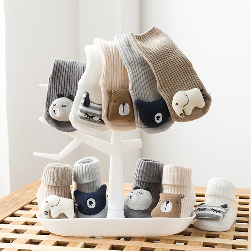 Baby socks autumn and winter new cartoon accessories children's socks boneless loose mouth baby mid-calf socks non-slip floor socks