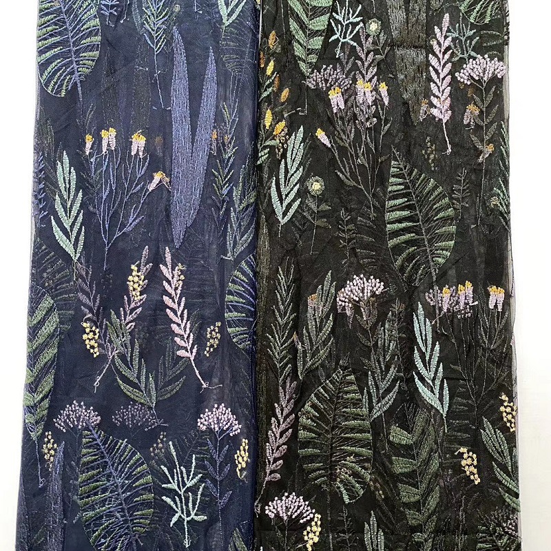 厂家直销新款古装汉服芭蕉葫芦叶网纱绣花 蕾丝花边面料 刺绣布料