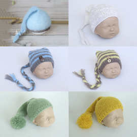 宝沃道具照相帽子高档马海毛纯手工编织新生儿男女宝宝拍照帽子