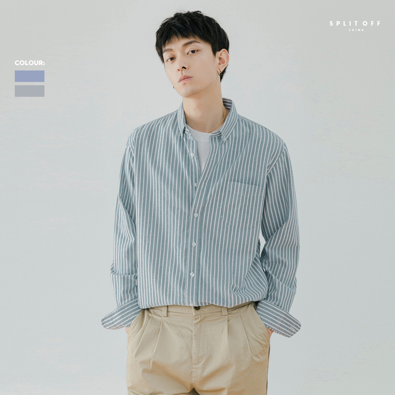 Men's Fashion 2026 Spring and Autumn Stylish Shirt Korean Style Trendy Vertical Striped Long-Sleeve Shirt Jacket