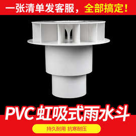 PVC排水管配件虹吸式雨水斗87型塑料重力DN110天台侧墙落水斗地漏