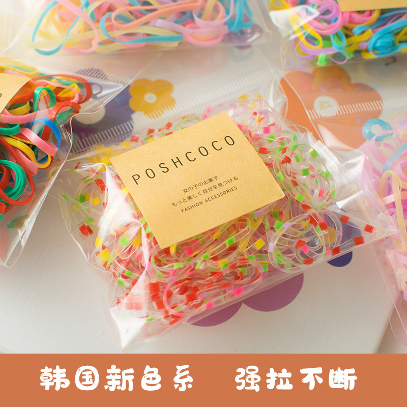 South Korea's new color small rubber band jelly color high elasticity macaroon disposable rubber band hair rope about 10g bag South Korea's new color small rubber band jelly color high elasticity macaroon disposable rubber band hair rope about 10g bag