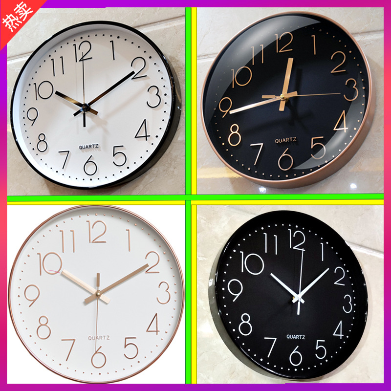 Reloj colgante de 10 pulgadas, reloj de pared, sala de estar, reloj de cuarzo silencioso para el hogar, suministro de comercio electrónico transfronterizo de Amazon al por mayor