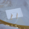 South Korean goods, zirconium, design sophisticated earrings, micro incrustation, 14 carat, bright catchy style