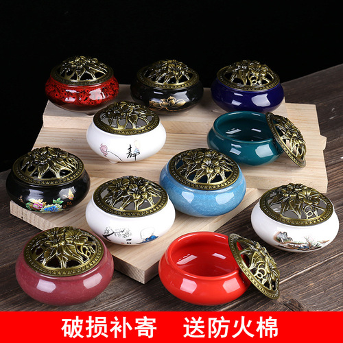 Celadon Ceramic Incense Burner Household Buddhist Supplies Incense Sandalwood Ice Cracking Kiln Small Incense Burner Manufacturer Wholesale