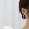 South Korean goods, zirconium, design sophisticated earrings, micro incrustation, 14 carat, bright catchy style