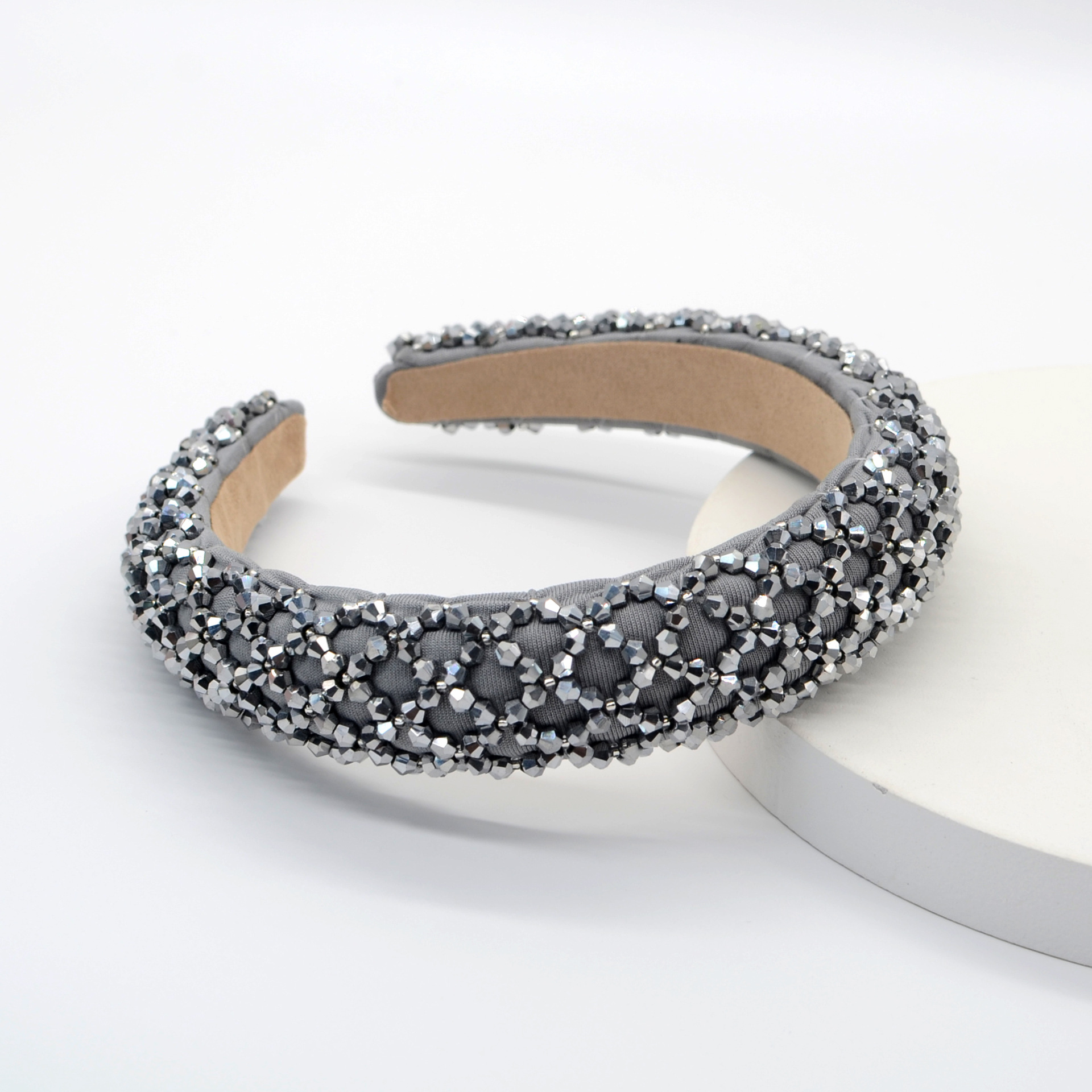 za Korean European and American Baroque wide-brimmed rhinestone hoop hand-sewn Korean sponge Crystal hairband factory wholesale