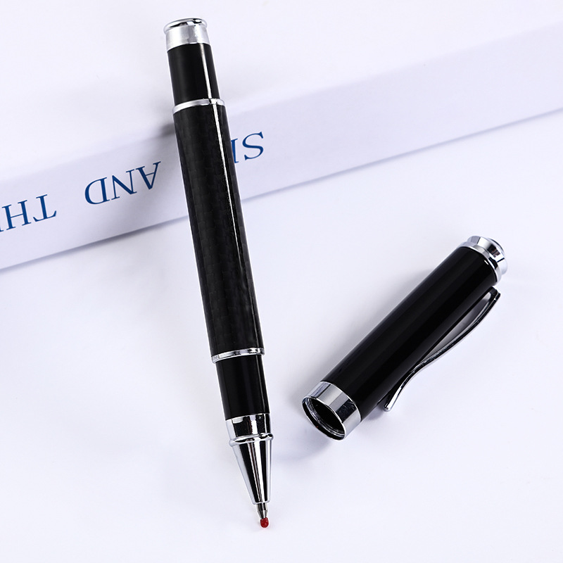 Pluma de firma de negocios Pluma de perlas Pluma de metal Pluma de agua de firma Logotipo de letras de fibra de carbono Pluma de gel de regalo de alta gama