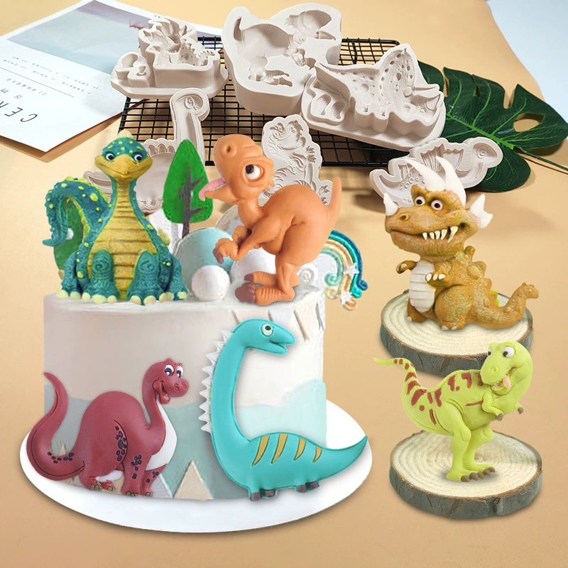 Дinosaur, силиконовая форма, карикатурная акриловая мастика, ручная работа