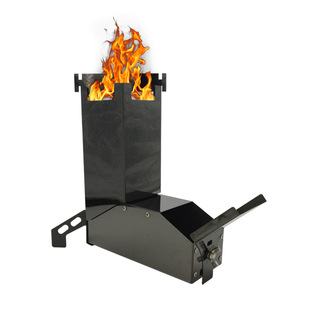 HWL-26HT Black Titanium Rocket Stove Outdoor Stainless Steel Foldable Firewood Stove Wild Cooker Stove