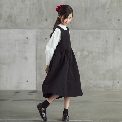 Girls Dress Spring  New Medium and Large Children's Cotton Parent-Child Wear White Shirt Sleeveless Vest Skirt Two-piece Set