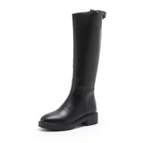 KW-5 Long Knight Boots for Women 2024 Новые универсальные осенние и зимние коленные длинные ботинки с плоскими высокими кожаными сапогами для женщин