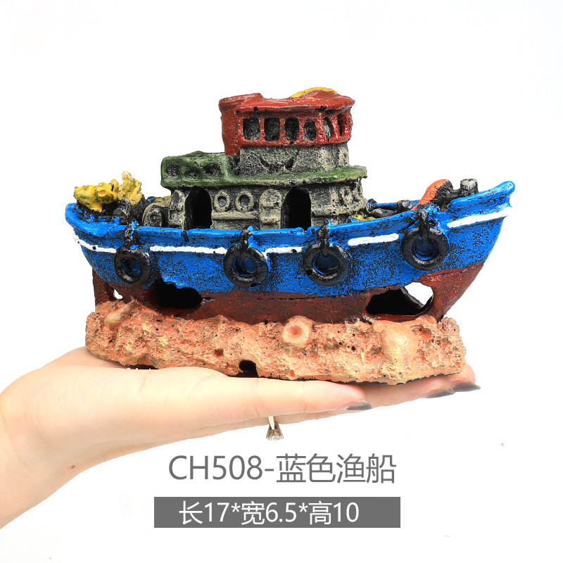 Tanque de peces paisaje hundimiento barco acuario decoración rocalla barco roto barco de pesca submarino viejo barco ocultar casa característica creativa adornos