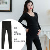 Velvet keep warm fleece thermal underwear for pregnant with belly support, increased thickness