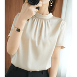 2025初秋季新款S312真丝上衣女式19姆米真丝弹力缎小衫时尚洋气衬