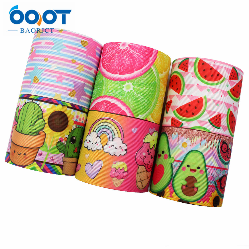 L-20629-613，75MM卡通水果螺纹丝带DIY手工制作包装配件 服装辅