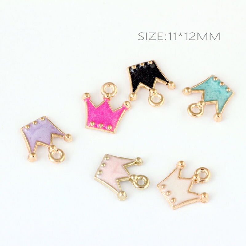 diy Korean jewelry accessories Korean popular alloy oil drop pendant K gold color simple small crown pendant