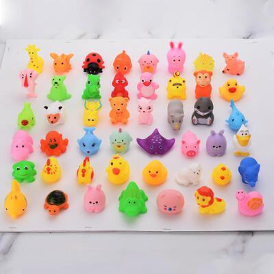 Vinyl simulation Cartoon Small animals Toys baby take a shower Bathing Toys children Puzzle interaction Toys
