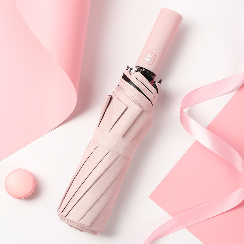 Paraguas de protección solar plegable de vinilo automático de 12 huesos paraguas reverso de negocios para hombres logotipo paraguas publicitario