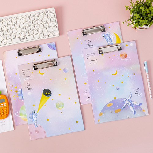 Cartoon A4 small fresh board clip paper folder board large writing pad clip folder office stationery T