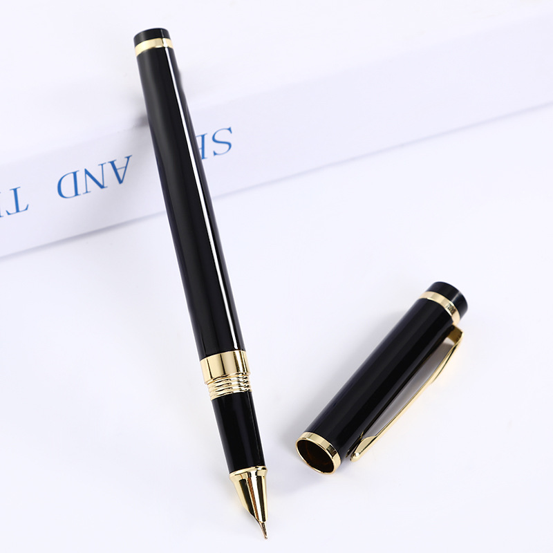 Pluma de metal en stock pluma de firma de negocios de alta gama pluma de regalo de publicidad Logotipo de letras pluma de estudiante de práctica de caligrafía image 4