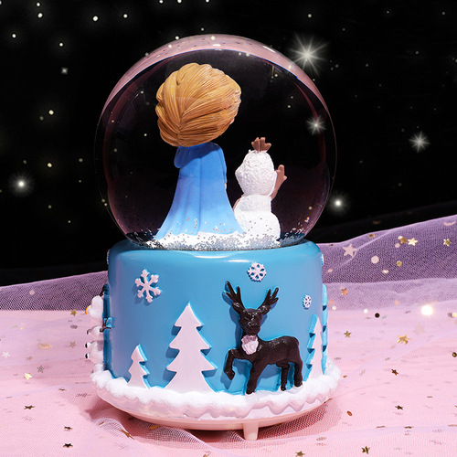 Rotating snow ins girl heart princess crystal ball music box crafts children girls gift creative ornaments