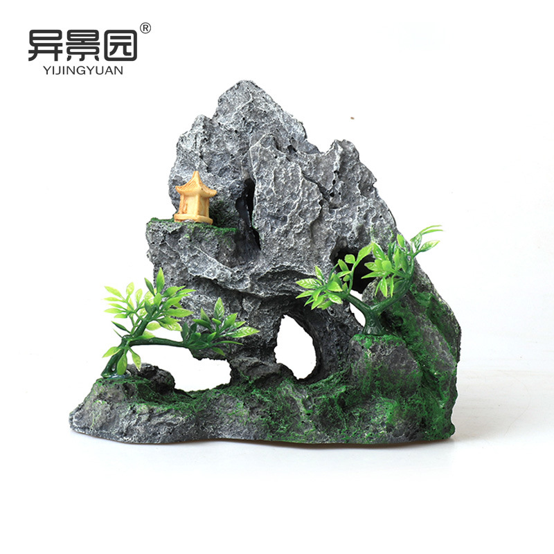 Decoración de Paisaje para Acuarios, Rocalla Artificial, Piedra Decorativa, Set de Resina para Acuario, Adornos, Cueva de Escondite, Turquesa