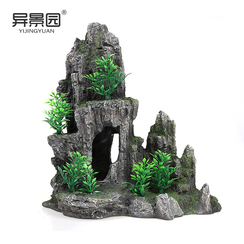 Decoración de Paisaje para Acuarios, Rocalla Artificial, Piedra Decorativa, Set de Resina para Acuario, Adornos, Cueva de Escondite, Turquesa