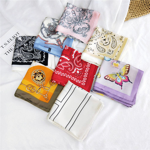 New 70 small square scarf silk scarf for women, versatile spring, autumn and summer scarf, Korean thin style, suit, small scarf, temperament