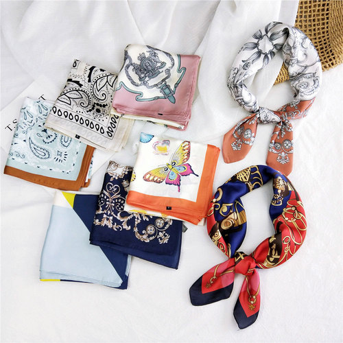 New 70 small square scarf silk scarf for women, versatile spring, autumn and summer scarf, Korean thin style, suit, small scarf, temperament
