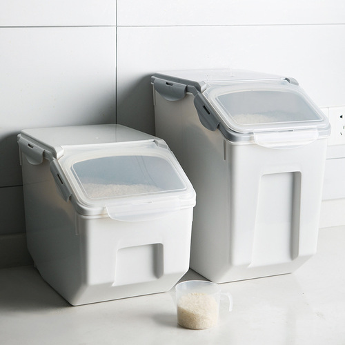 Kitchen household storage nano bucket sealed transparent flip lid with sealing ring 10kg plastic storage box moisture-proof and insect-proof