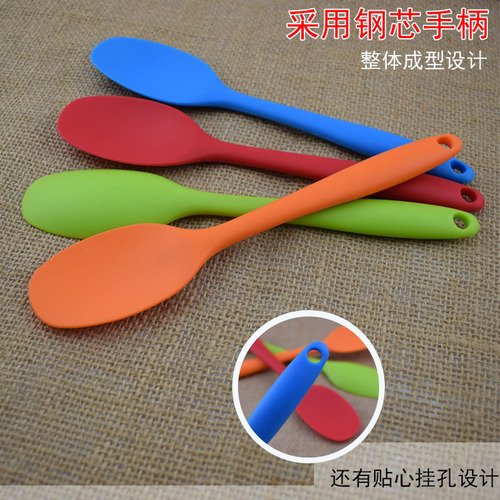 Small all-in-one handle silicone soup spoon non-stick pot soup shell spatula kitchen cooking utensils tableware