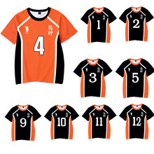 排球少年角色服运动薄款3D数码印花夏季中大童装短袖T恤一件代发