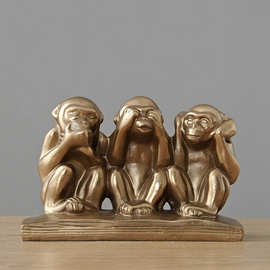 创意树脂工艺品摆件三不猴子雕塑办公室花园园林摆饰树脂办公桌面
