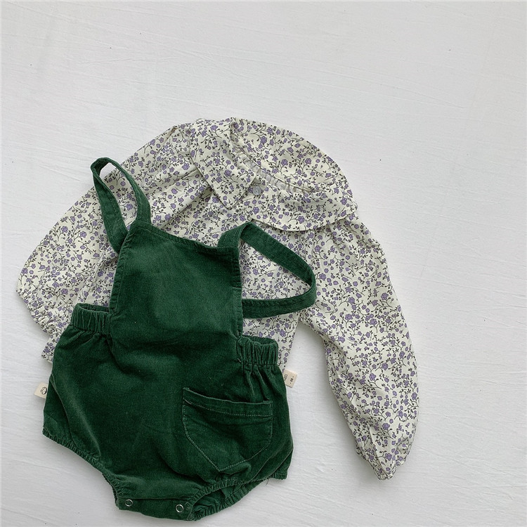 Camisa de otoño para niños de estilo coreano bebé estilo occidental camisa de solapa floral de todo partido camisa de muñeca camisa de niña