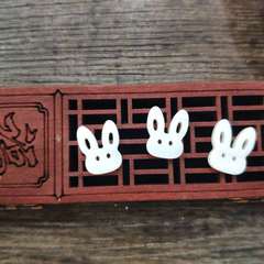 貝殼雕刻兔子12X15MM乖乖兔吊片DIY銀飾配件耳飾髮簪