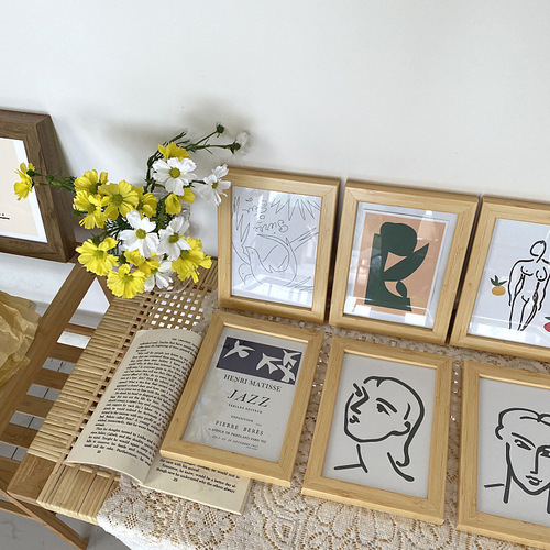 ins home soft decoration light wood grain decorative painting simple desktop ornaments study bedside painting wood grain picture frame table setting