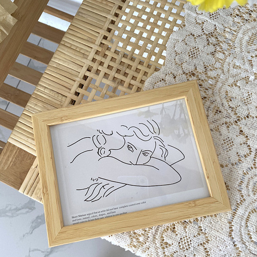 ins home soft decoration light wood grain decorative painting simple desktop ornaments study bedside painting wood grain picture frame table setting