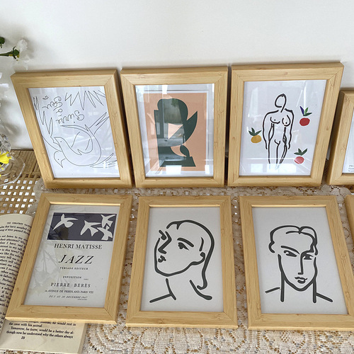 ins home soft decoration light wood grain decorative painting simple desktop ornaments study bedside painting wood grain picture frame table setting