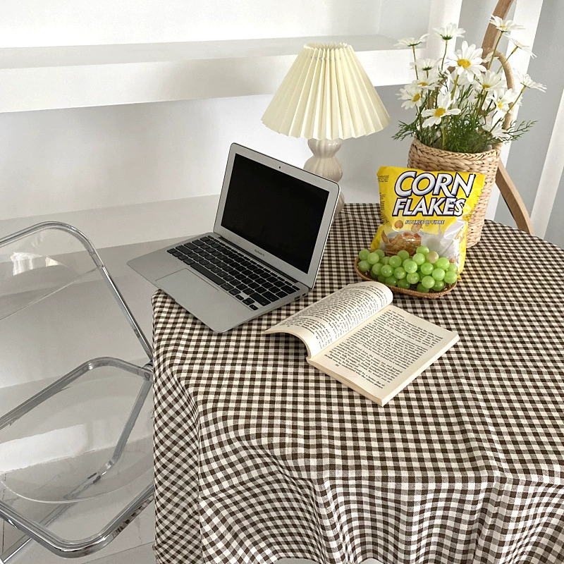 Tablecloth (INS Hanfeng) cotton-linen check pattern, multi-size 70×70–150×200 cm